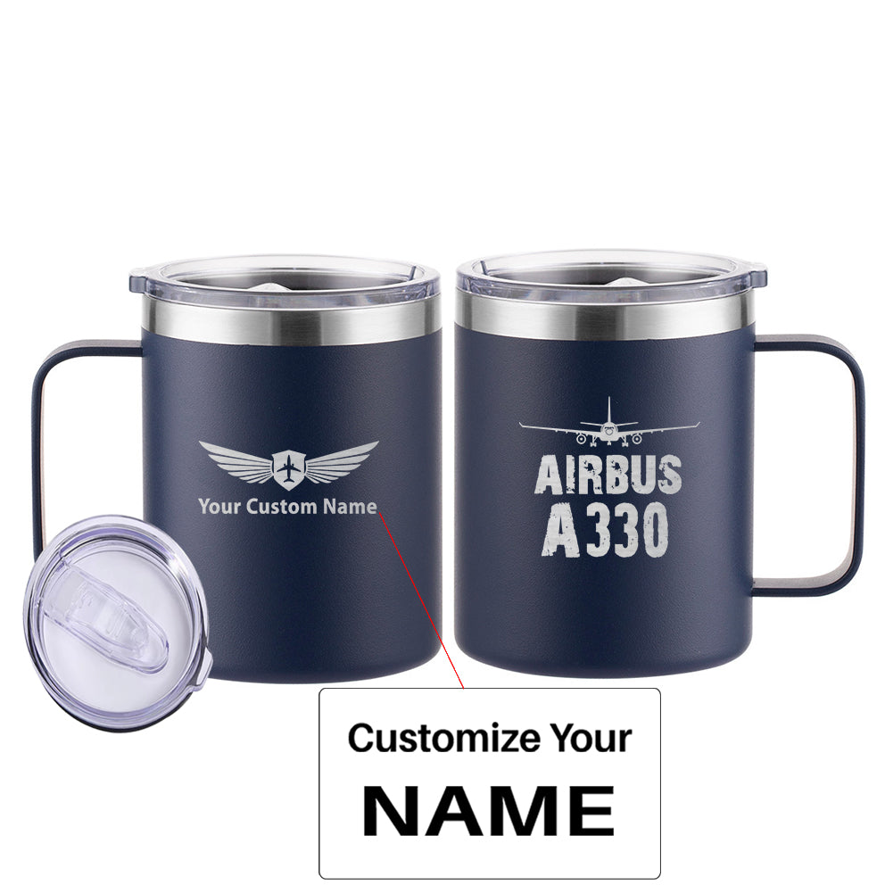 Airbus A330 & Plane Designed Stainless Steel Laser Engraved Mugs