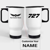 Thumbnail for 727 Flat Text Designed Travel Mugs (With Holder)