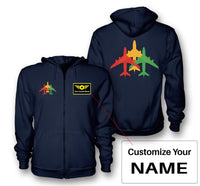 Thumbnail for Colourful 3 Airplanes Designed Zipped Hoodies