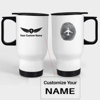 Thumbnail for Aviation Finger Print Designed Travel Mugs (With Holder)