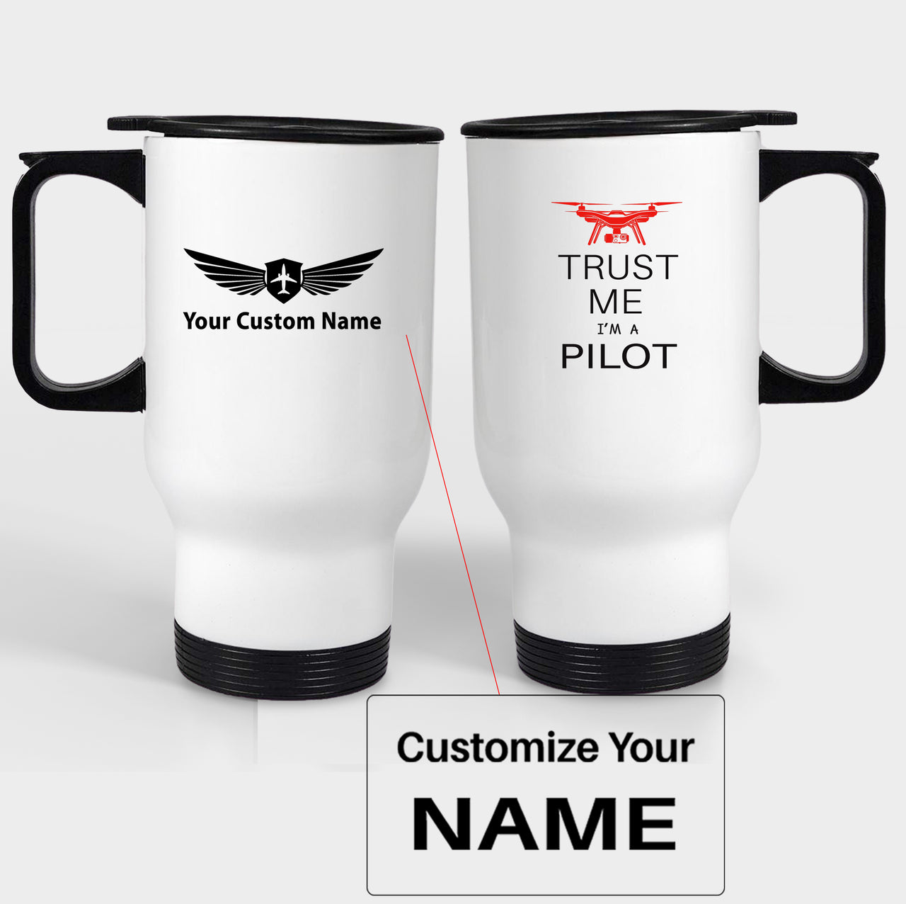 Trust Me I'm a Pilot (Drone) Designed Travel Mugs (With Holder)