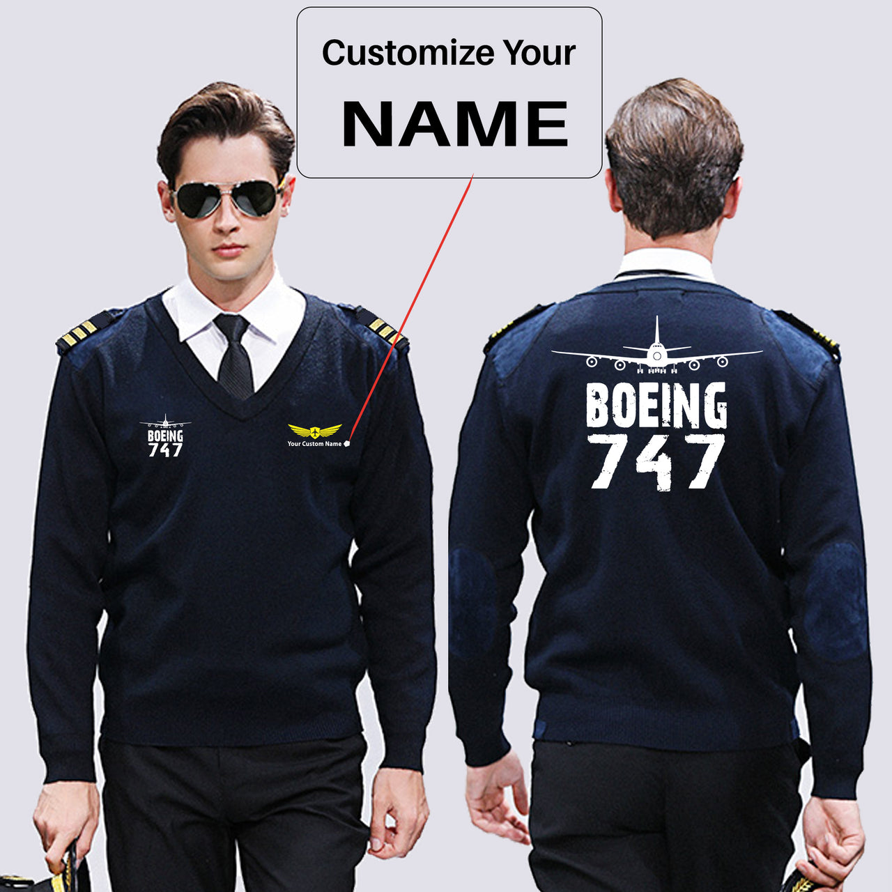 Boeing 747 & Plane Designed Wool Pilot Sweaters