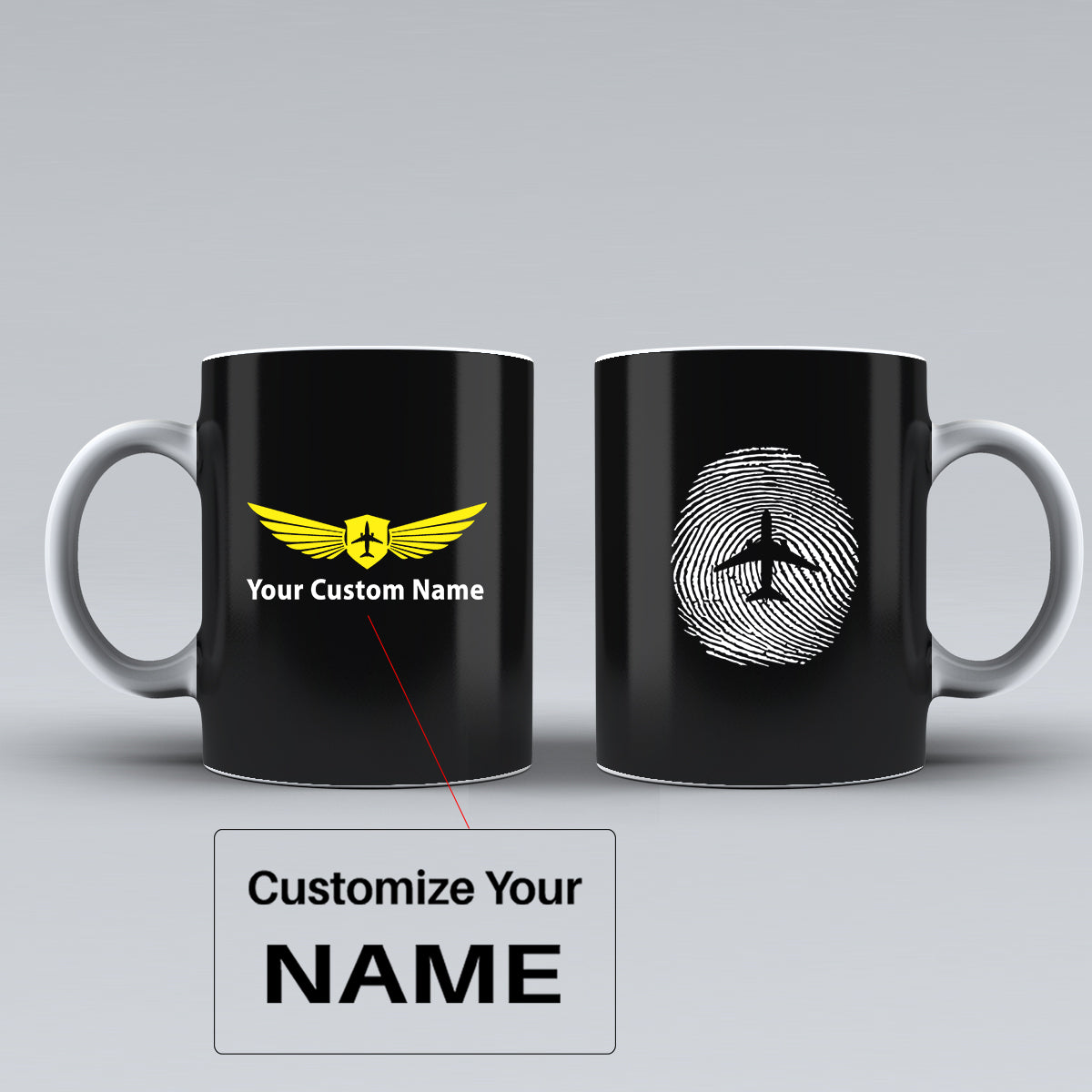 Aviation Finger Print Designed Ceramic White Mugs