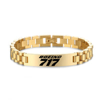 Thumbnail for Boeing 717 & Text Designed Stainless Steel Chain Bracelets