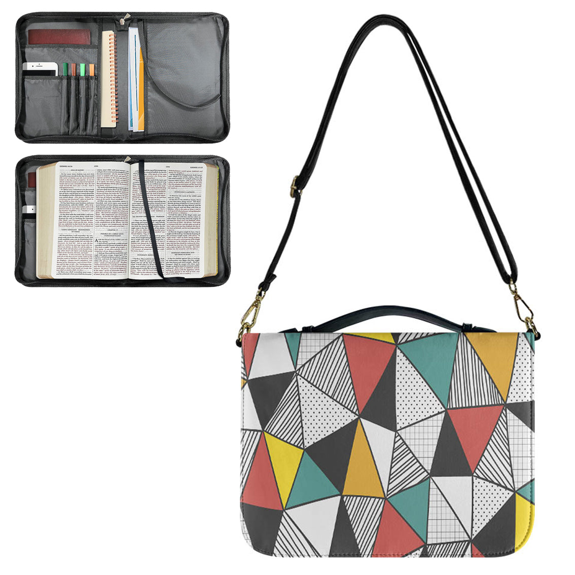 Mixed Triangles Designed PU Accessories Bags Strap Style