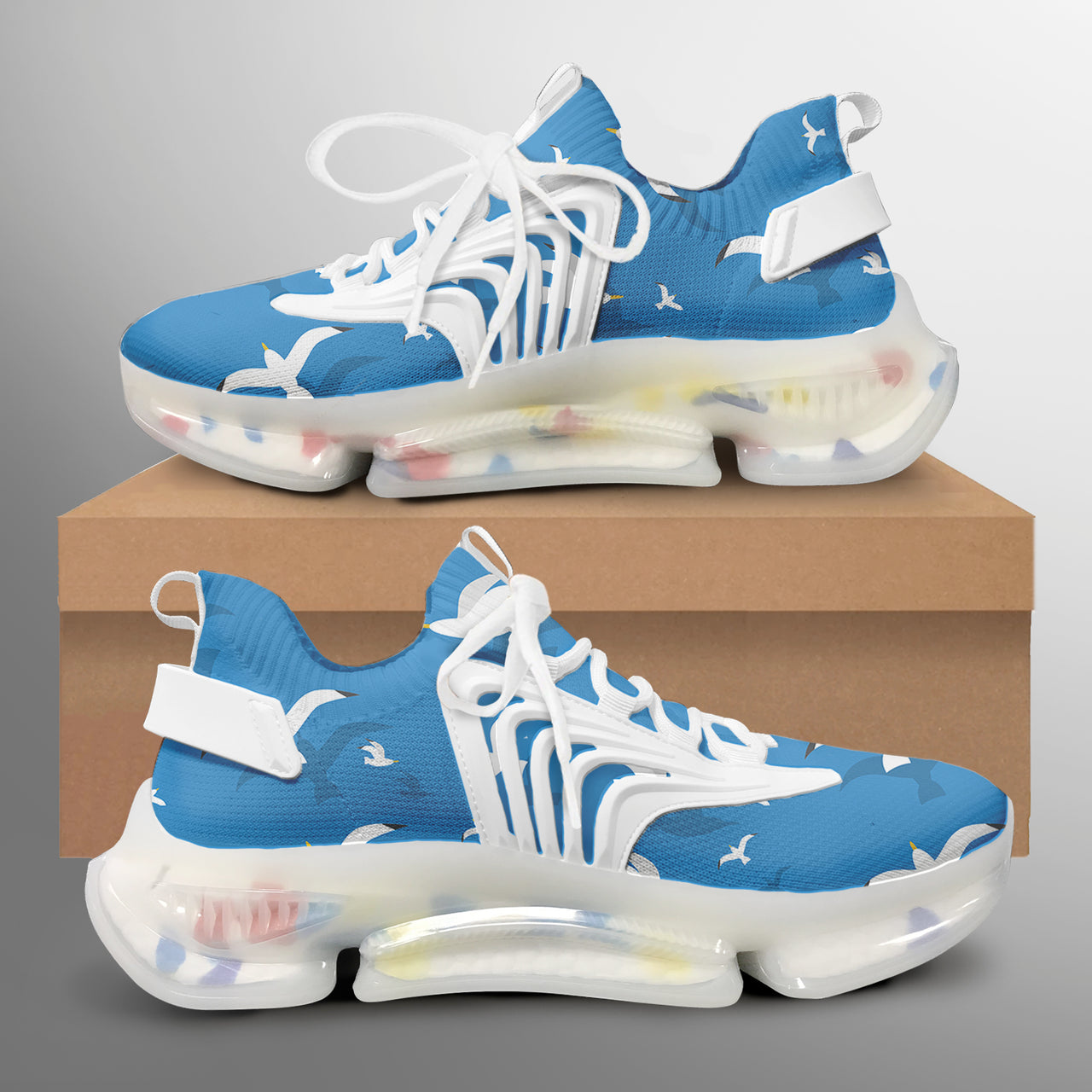 Seamless Seagulls Designed Fashion Running Shoes