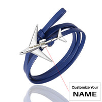 Thumbnail for (Edition 3) - Special Leather Rope Designed Airplane Bracelets Silver  (Adjustable)