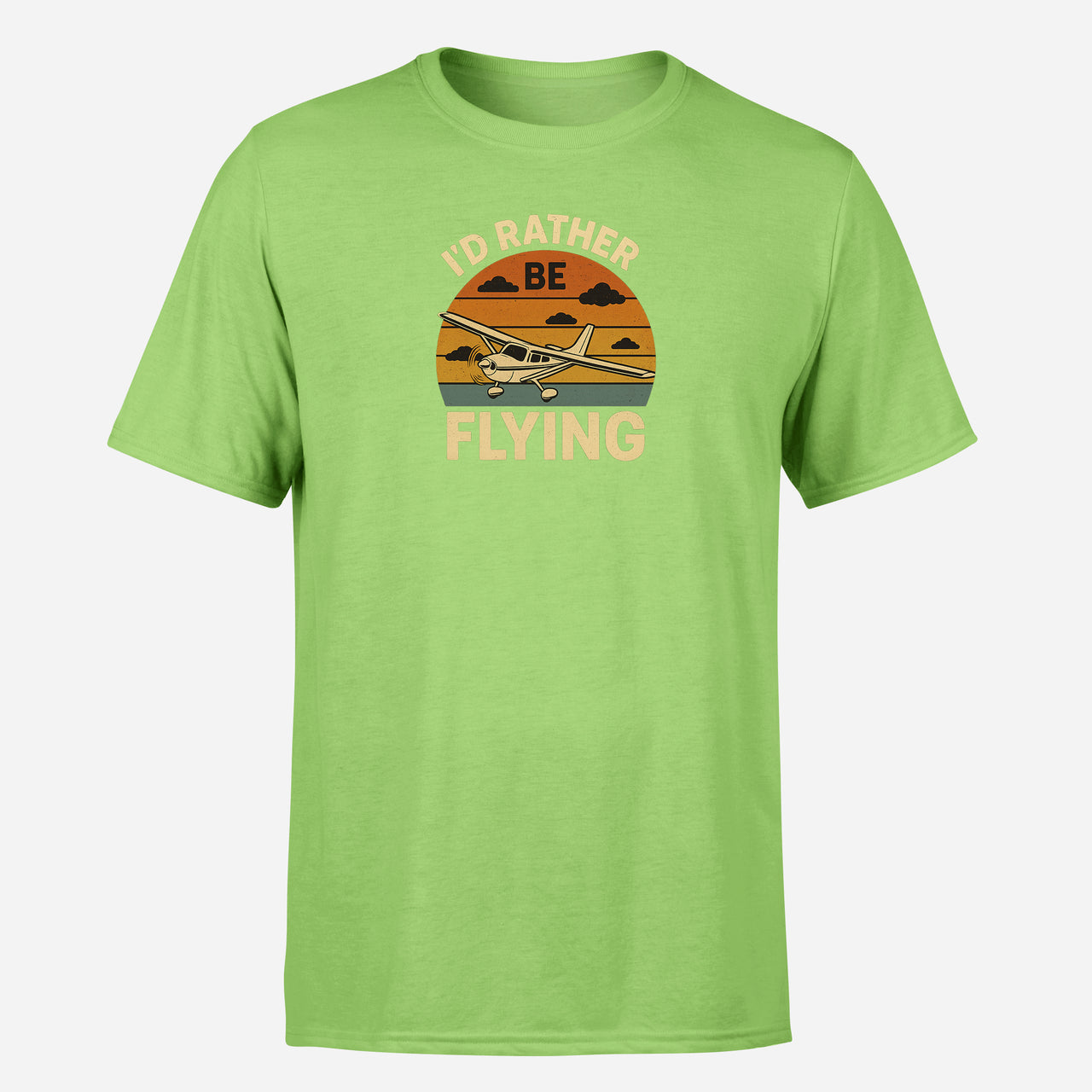 Retro I'D Rather Be Flying Design Super Quality T-Shirts
