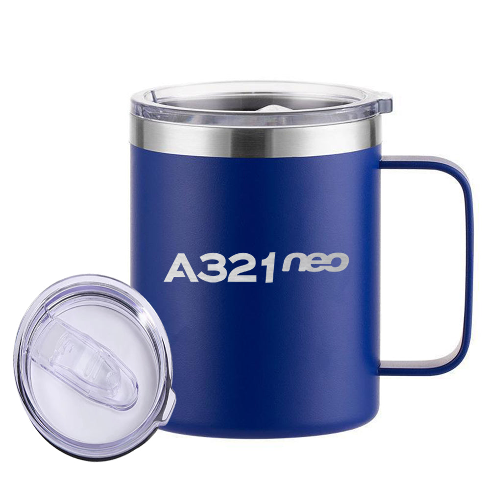 A321neo & Text Designed Stainless Steel Laser Engraved Mugs