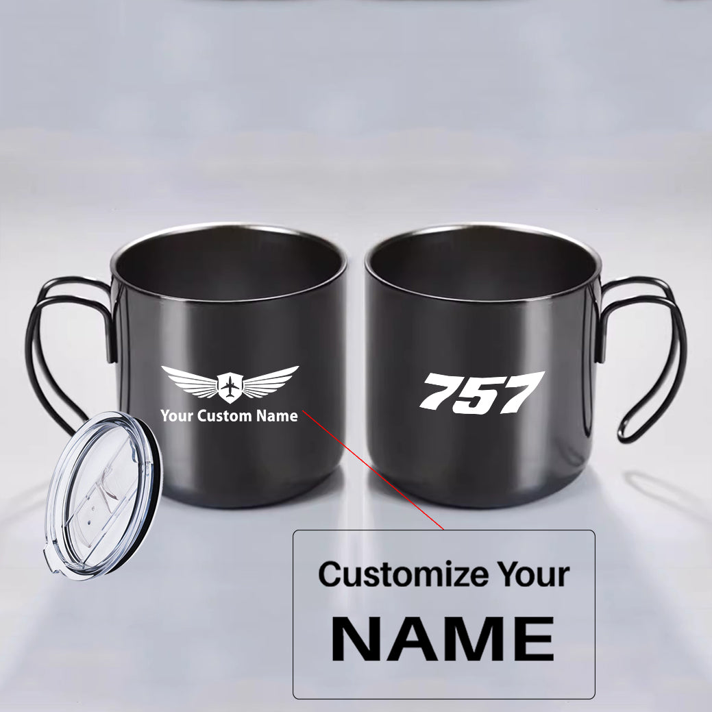 757 Flat Text Designed Stainless Steel Portable Mugs