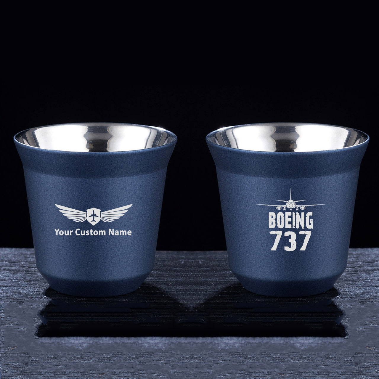 Boeing 737 & Plane Designed Double Wall Stainless Steel Coffee Mugs