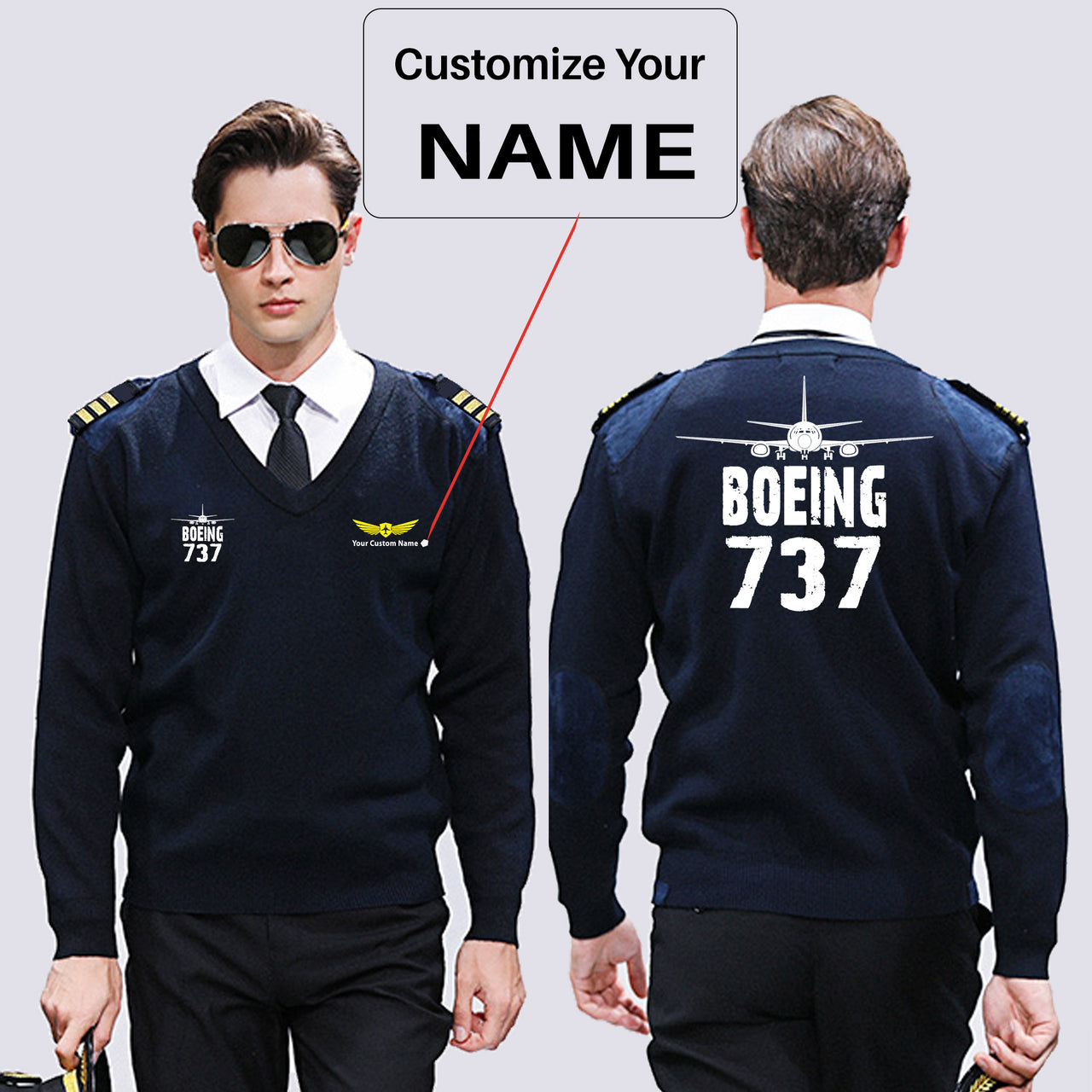 Boeing 737 & Plane Designed Wool Pilot Sweaters