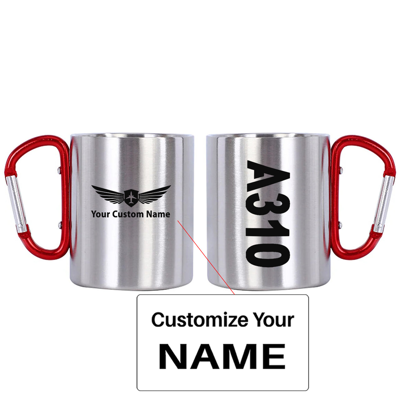 A310 Text Designed Stainless Steel Outdoors Mugs