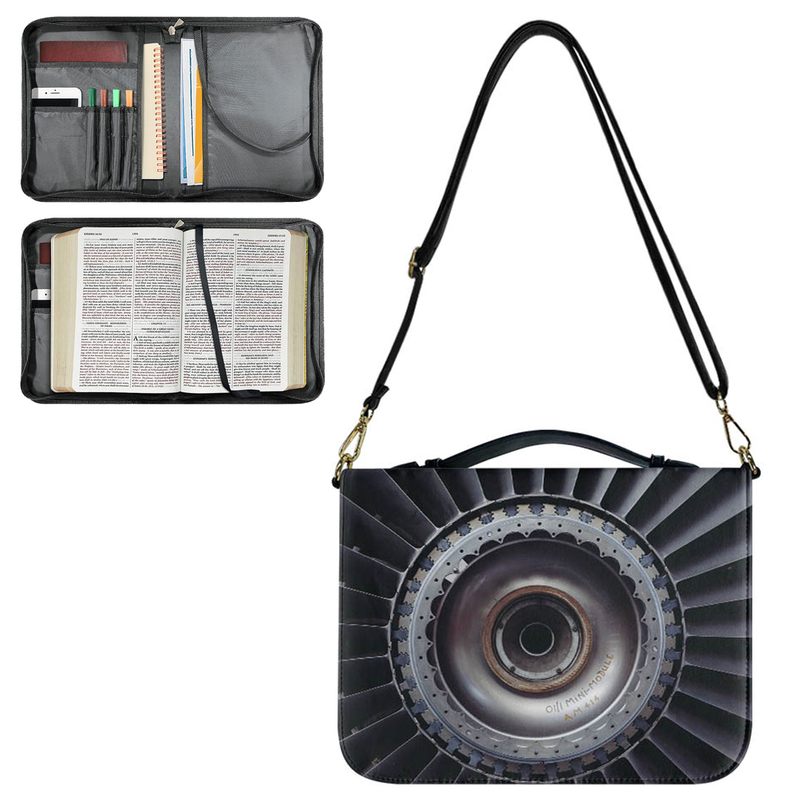 Real Jet Engine Designed PU Accessories Bags Strap Style