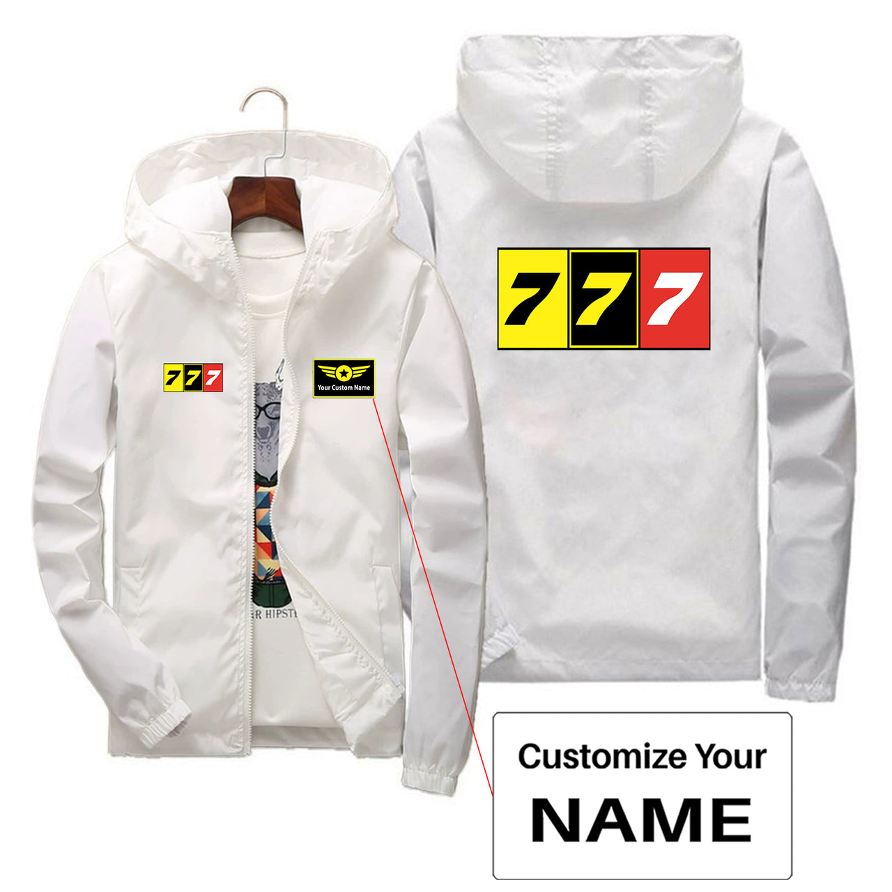 Flat Colourful 777 Designed Thin Windbreaker Jackets