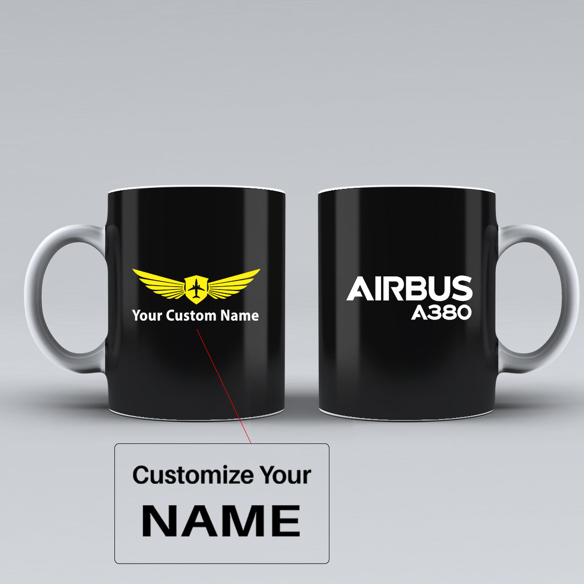 Airbus A380 & Text Designed Ceramic White Mugs
