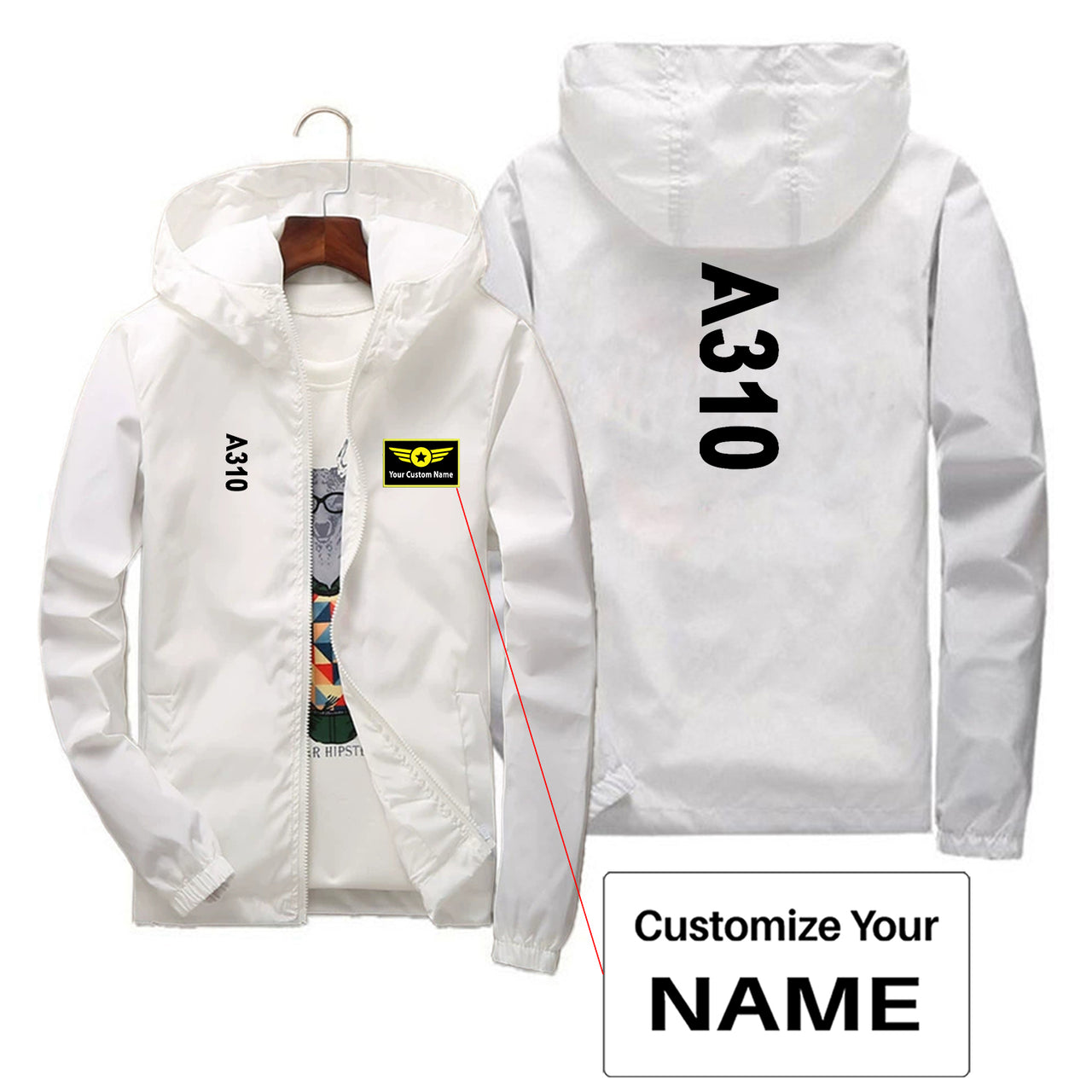 A310 Text Designed Thin Windbreaker Jackets