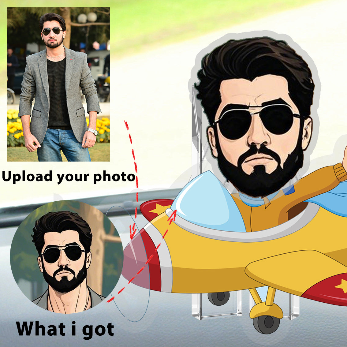 Cartoon Airplane Custom Automatic Shaking Head Decorations Personalized Acrylic