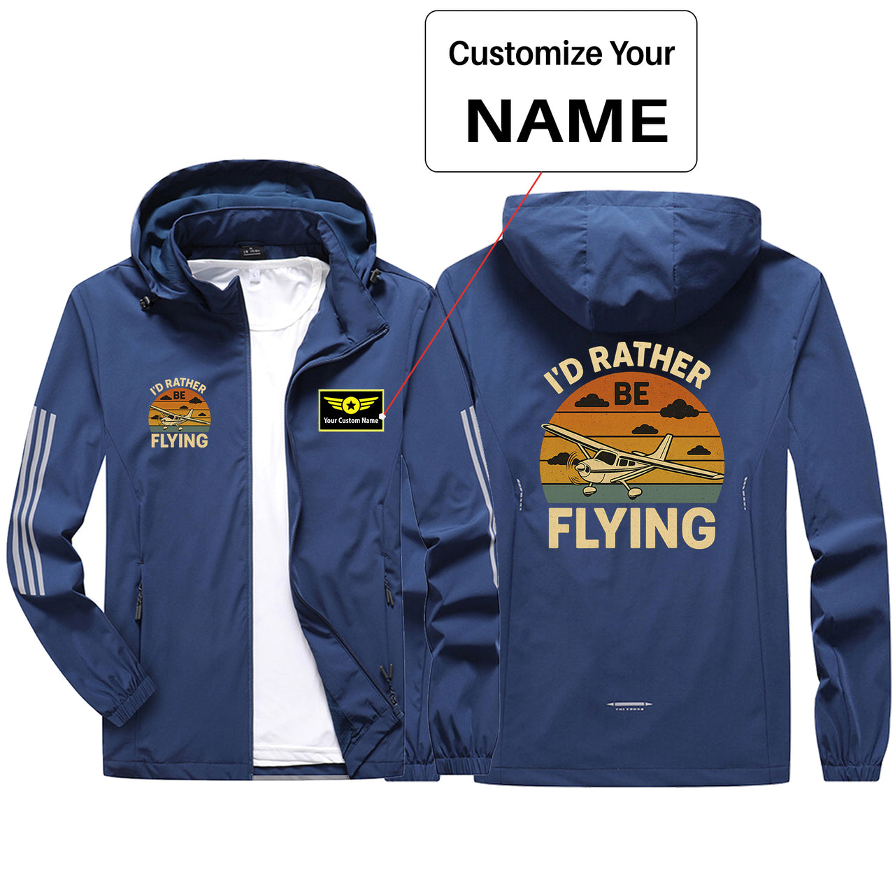 Retro I'D Rather Be Flying Design Sport & Running Jackets