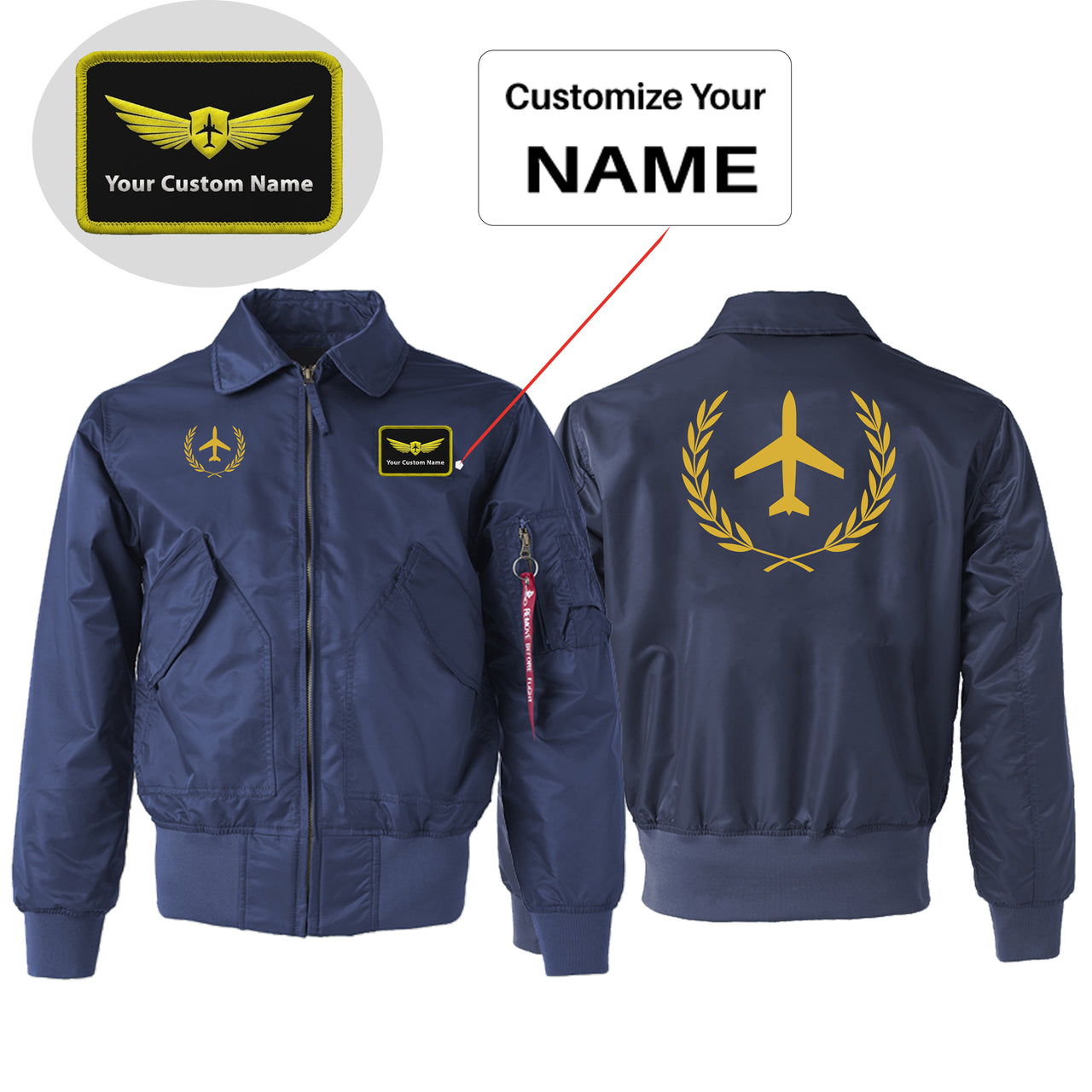 Leaf & Airplane Designed Embroidered Patch Attachable Jackets