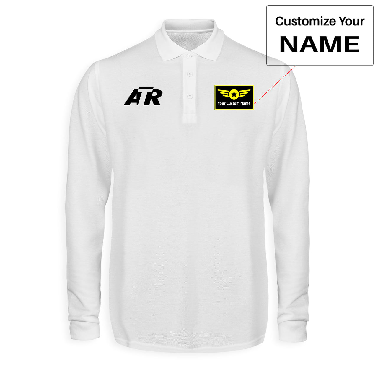 ATR & Text Designed Long Sleeve Polo T-Shirts