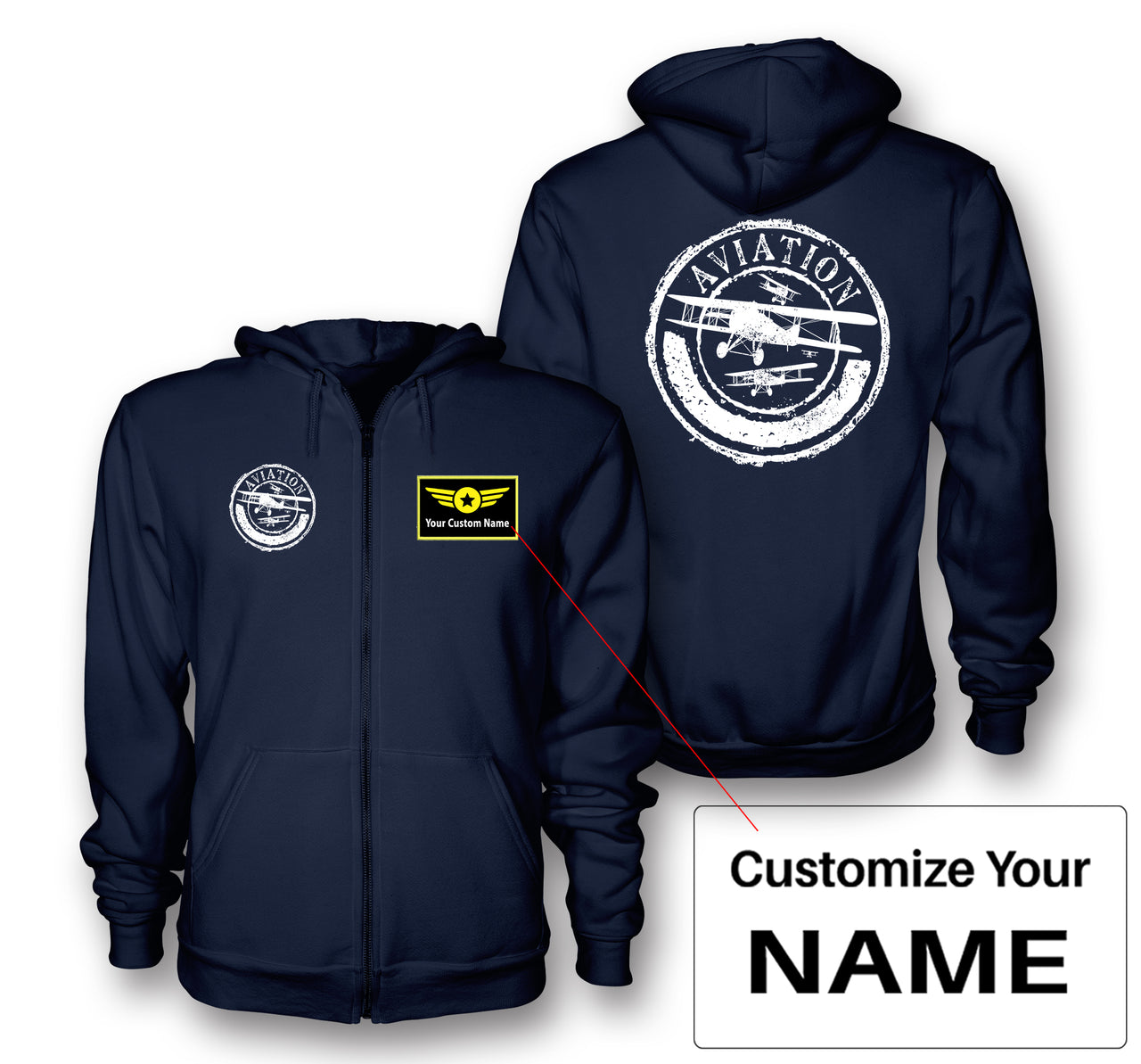 Aviation Lovers Designed Zipped Hoodies