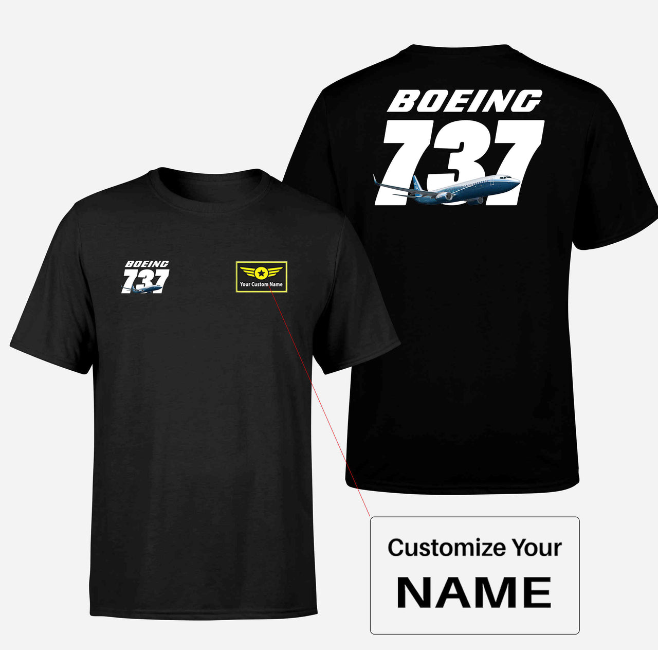 Super Boeing 737+Text Designed Double-Side T-Shirts