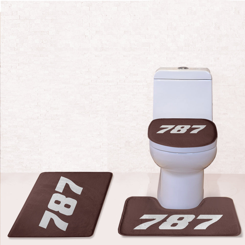 787 Flat Text Designed Toilet Seat Cover Three-piece Set