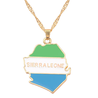 Sierra Leone Map Flag Necklace