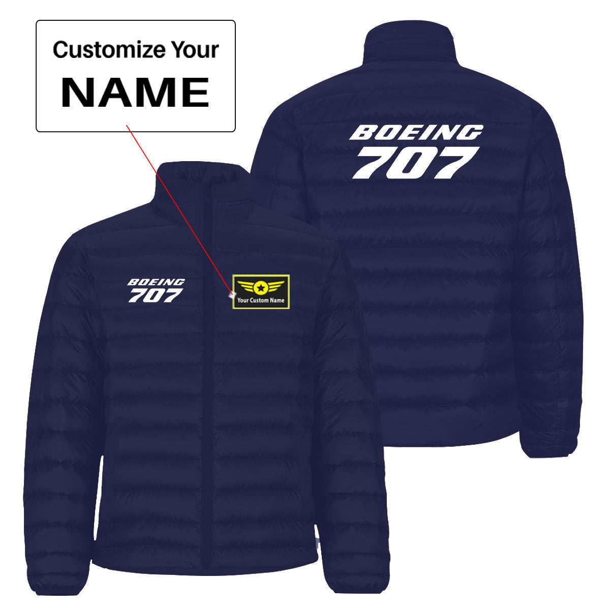 Boeing 707 & Text Designed Padded Jackets