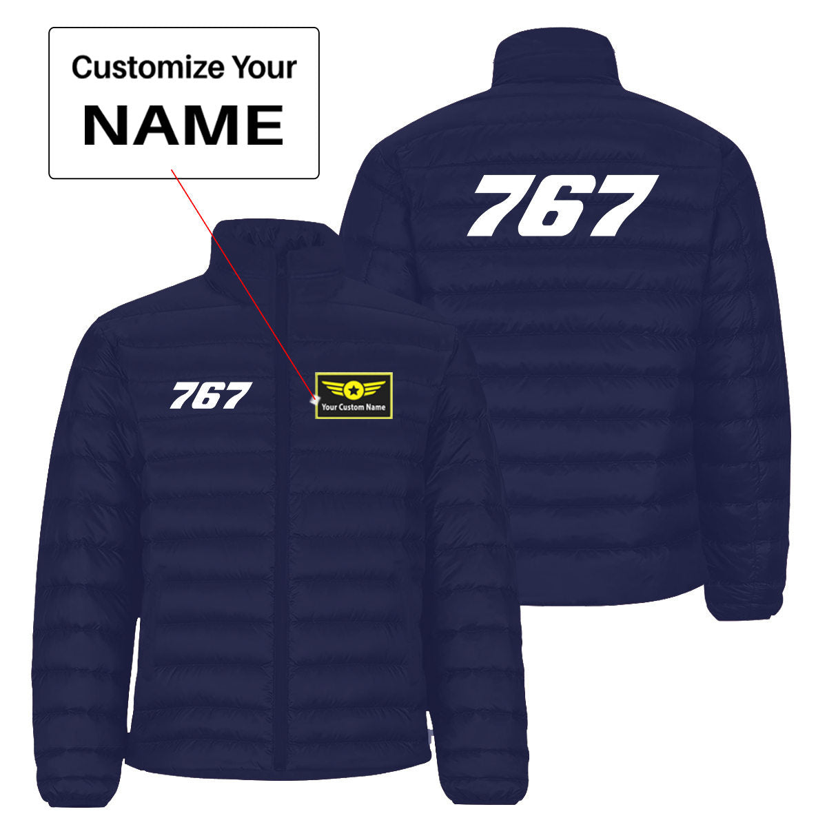 767 Flat Text Designed Padded Jackets