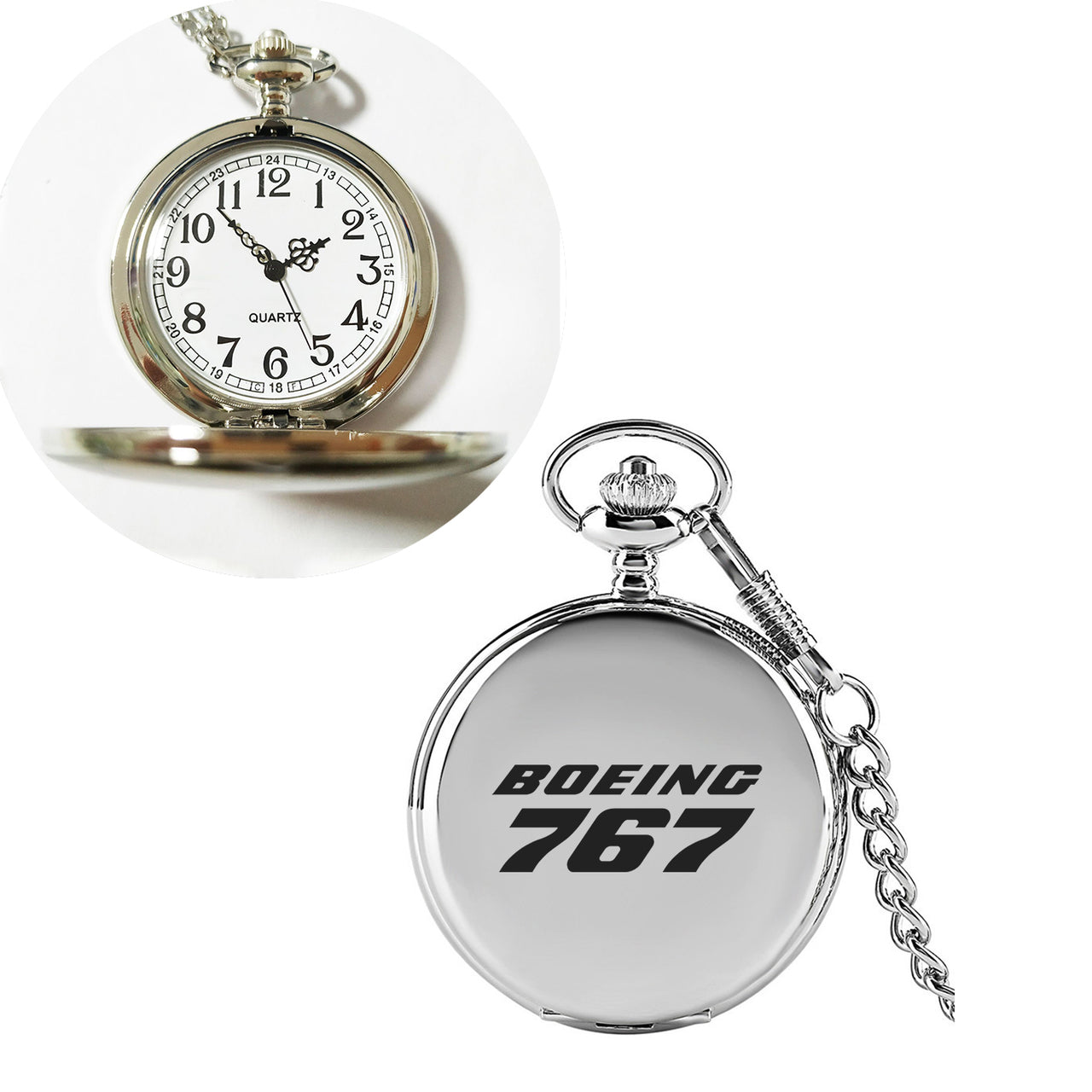 Boeing 767 & Text Designed Pocket Watches