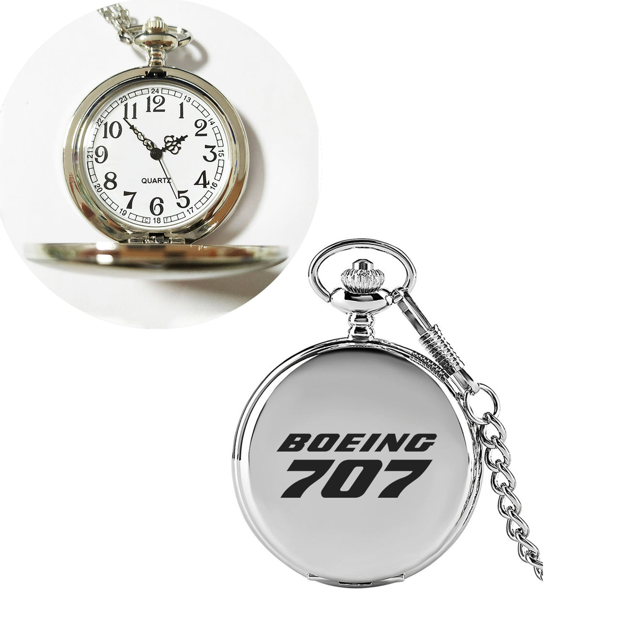 Boeing 707 & Text Designed Pocket Watches