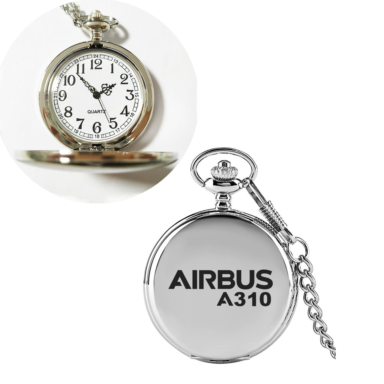 Airbus A310 & Text Designed Pocket Watches