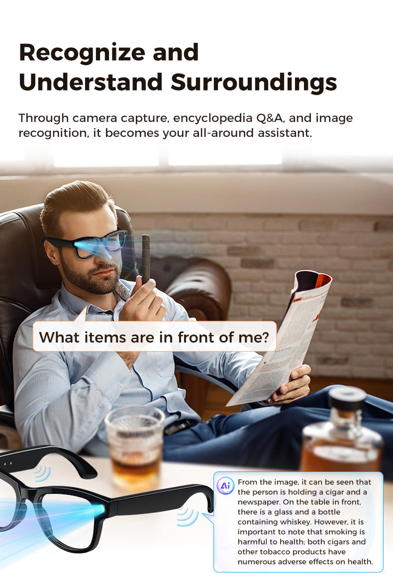 Smart Camera Glasses M02Ultra: AI-Powered, WiFi, Navigation & Convenient Charging Case