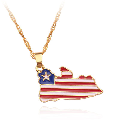 Liberia Map Flag Necklace