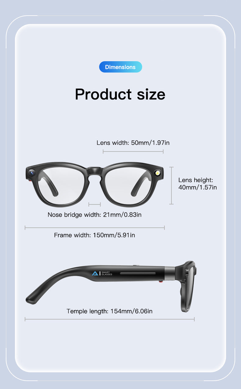 Q8 Anti-Shake AI Glasses: 8MP Photography, Object Recognition & Real-Time Translation