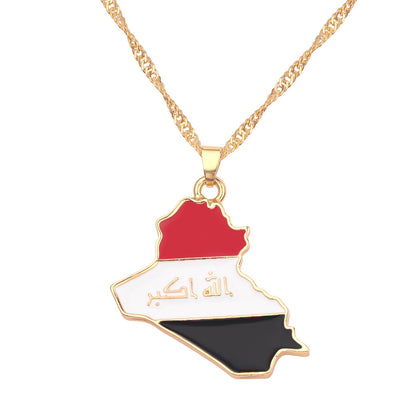 Iraq Map Flag Necklace