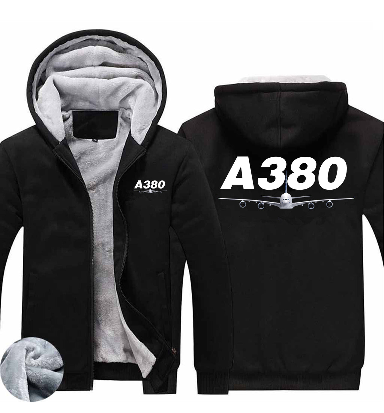 Super Airbus A380 Designed Zipped Sweatshirts