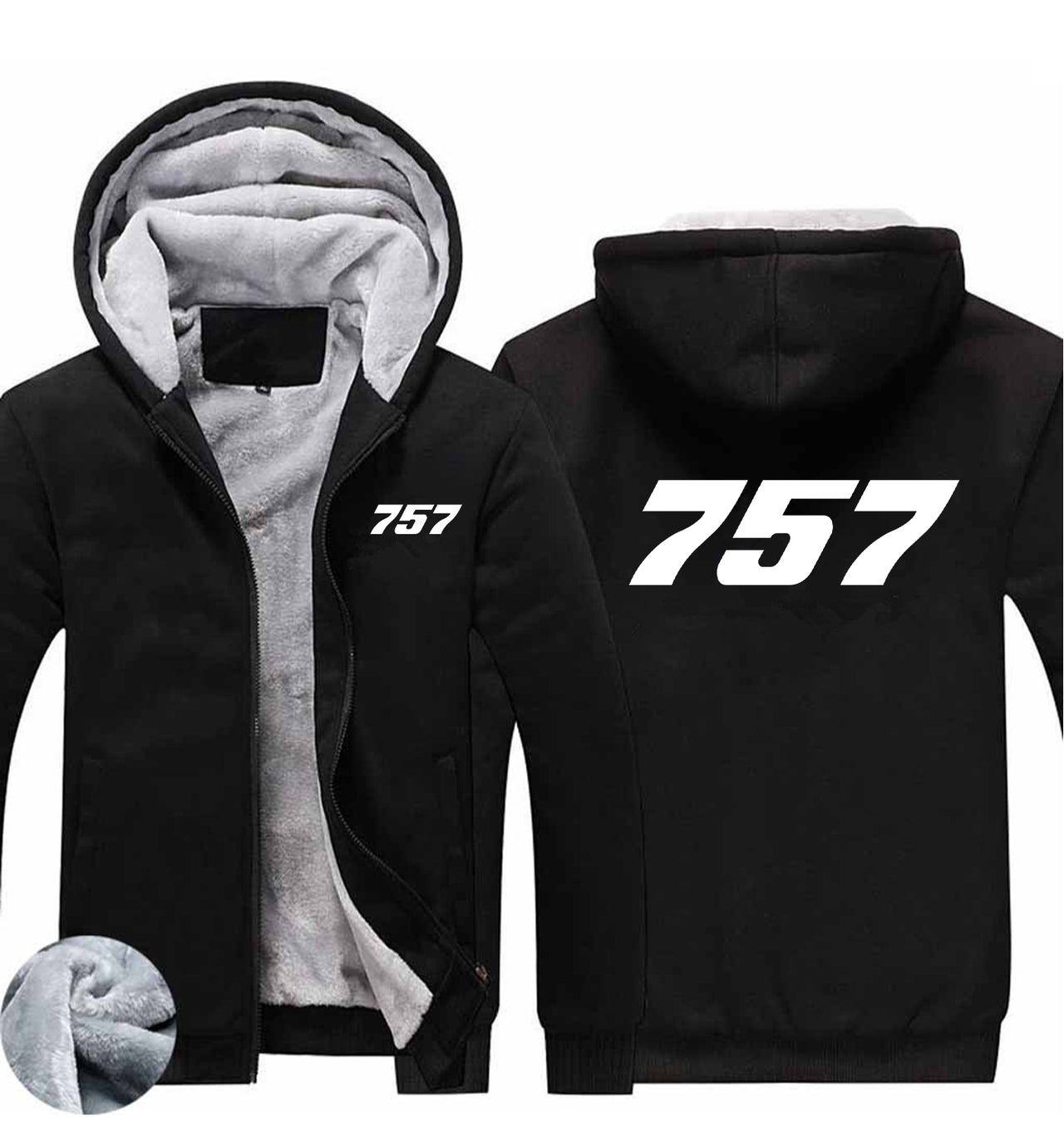 757 Flat Text Designed Zipped Sweatshirts