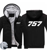 Thumbnail for 757 Flat Text Designed Zipped Sweatshirts