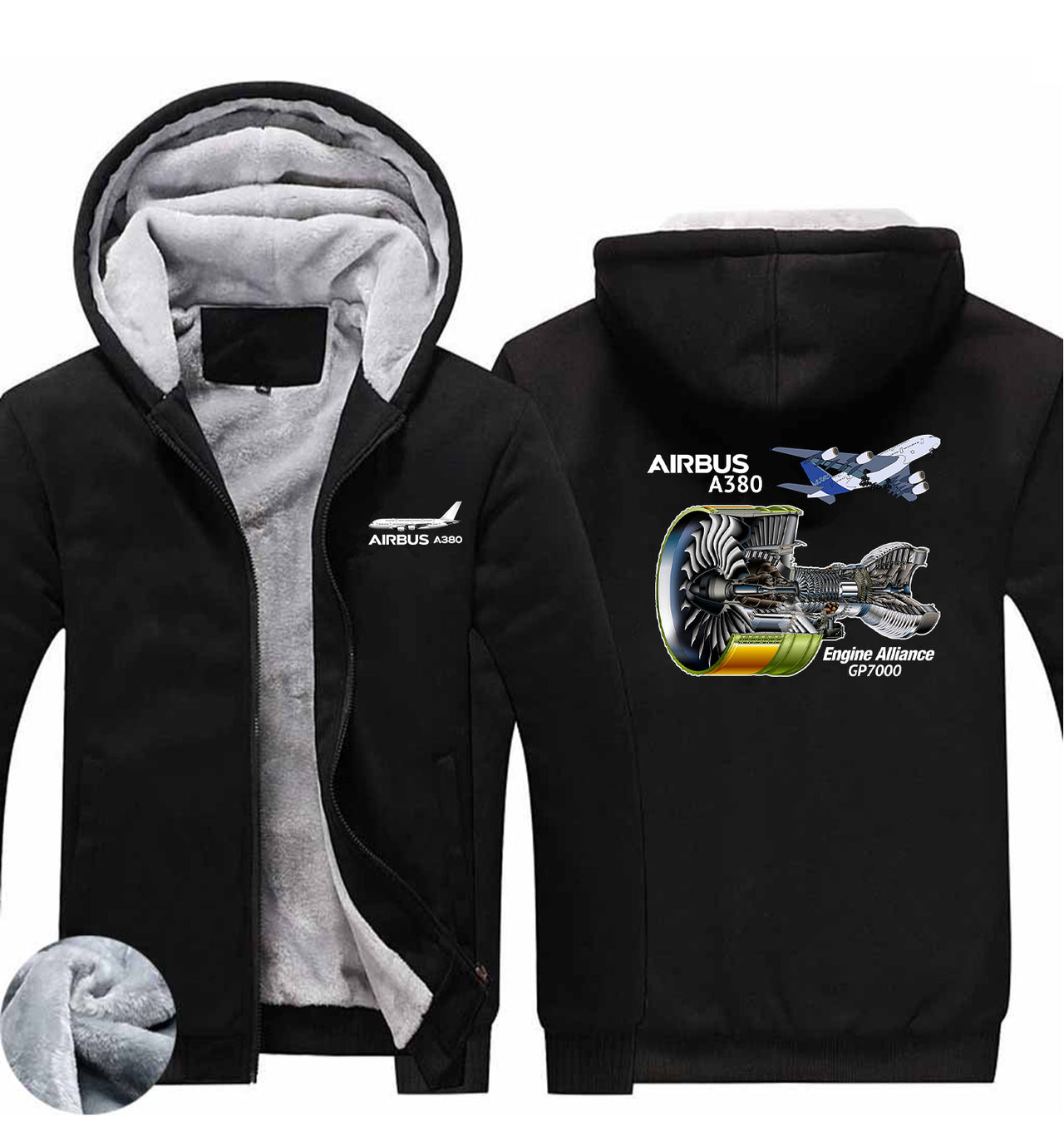 Airbus A380 & GP7000 Engine Designed Zipped Sweatshirts