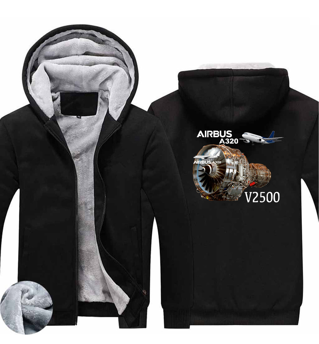Airbus A320 & V2500 Engine Designed Zipped Sweatshirts