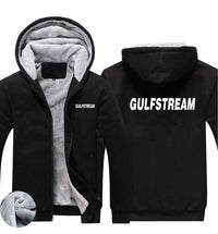 Thumbnail for Gulfstream & Text Designed Zipped Sweatshirts