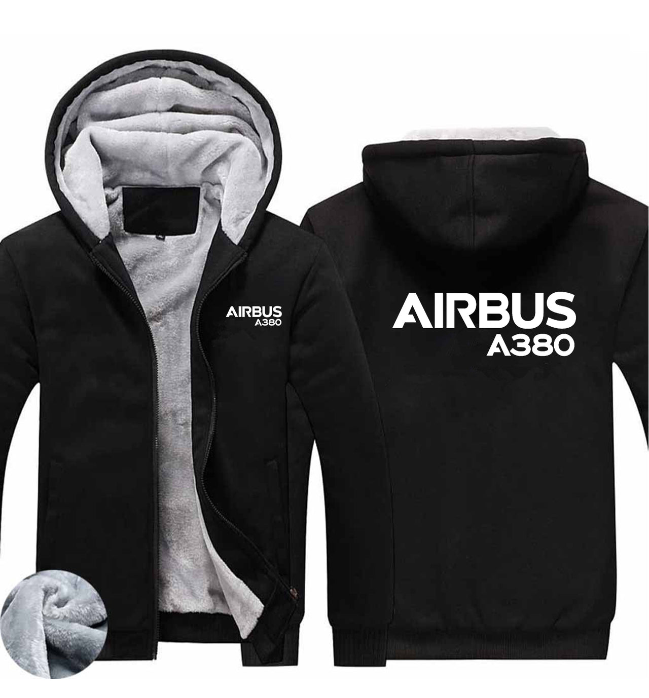 Airbus A380 & Text Designed Zipped Sweatshirts