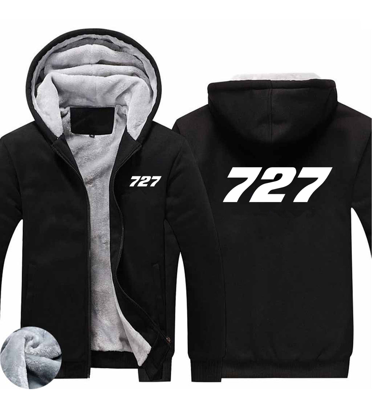 727 Flat Text Designed Zipped Sweatshirts