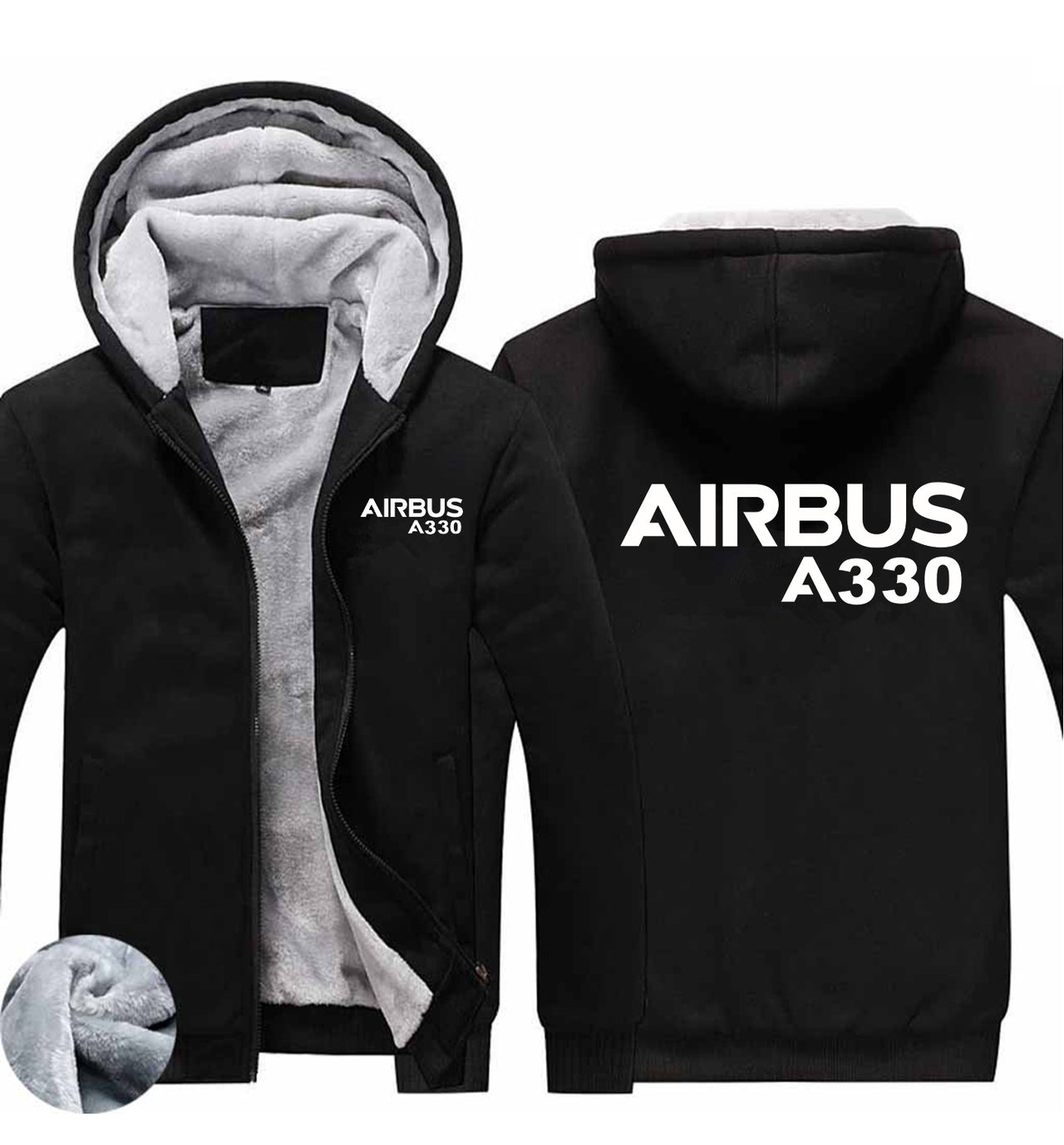Airbus A330 & Text Designed Zipped Sweatshirts