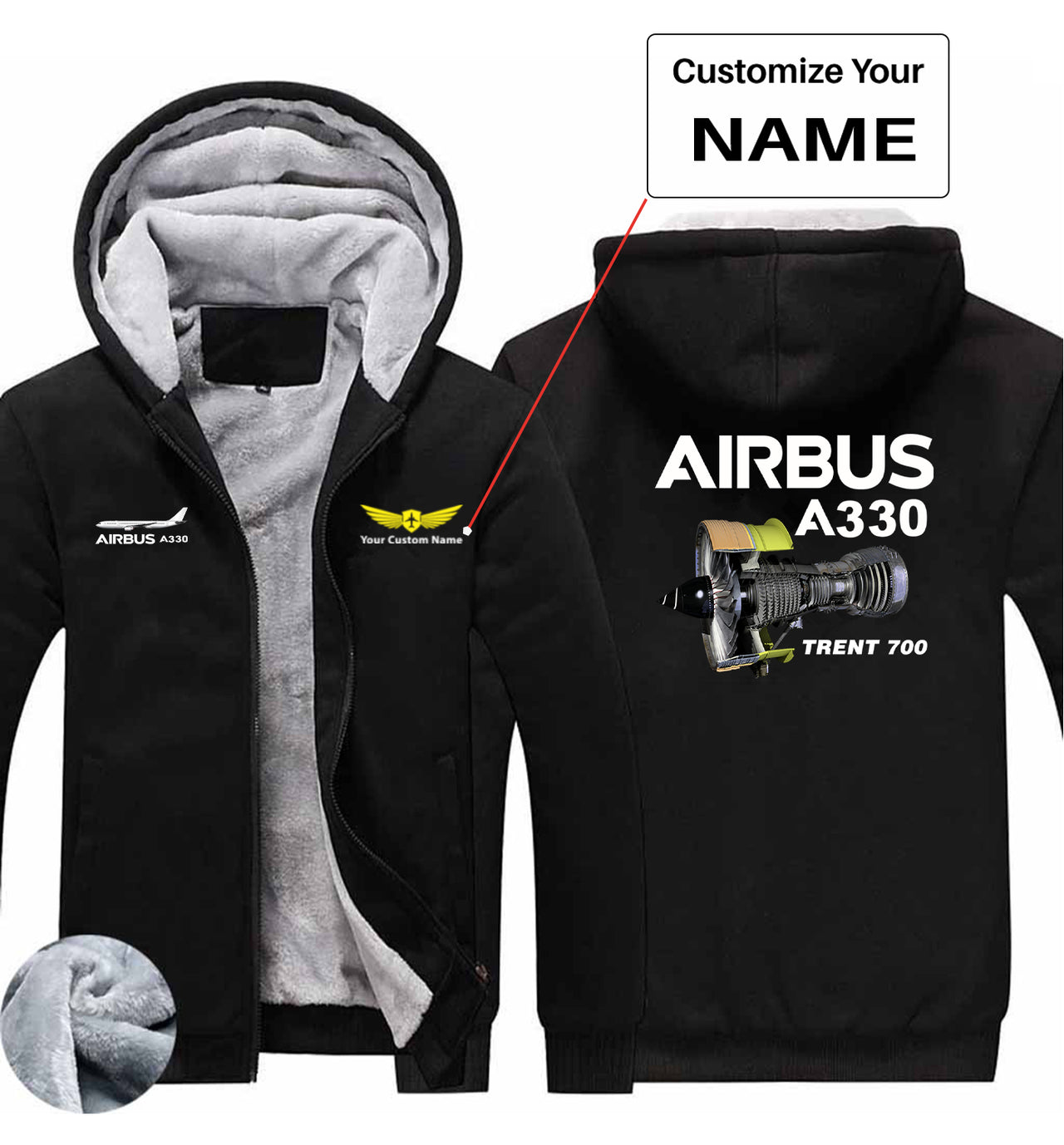 Airbus A330 & Trent 700 Engine Designed Zipped Sweatshirts