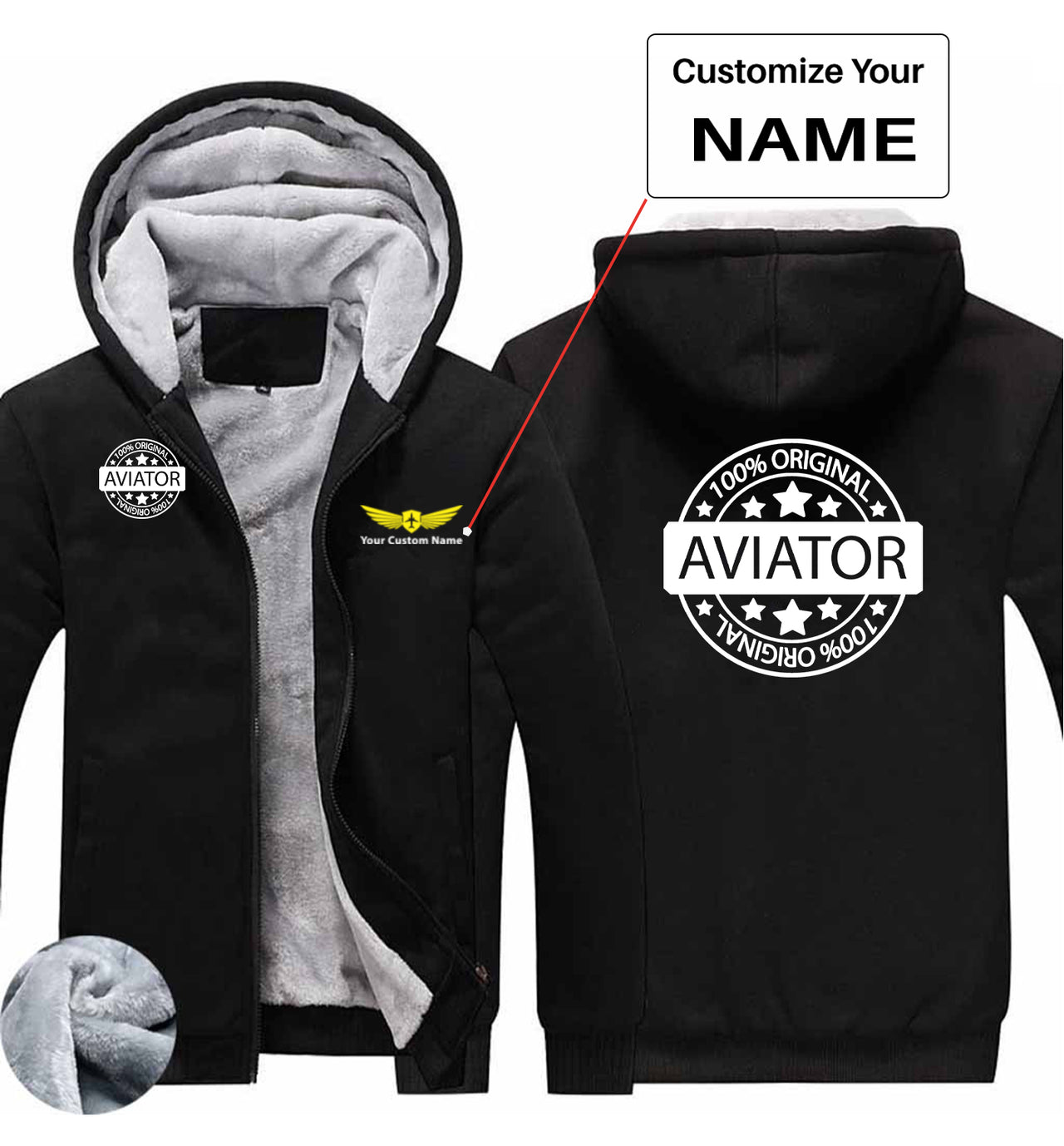 %100 Original Aviator Designed Zipped Sweatshirts