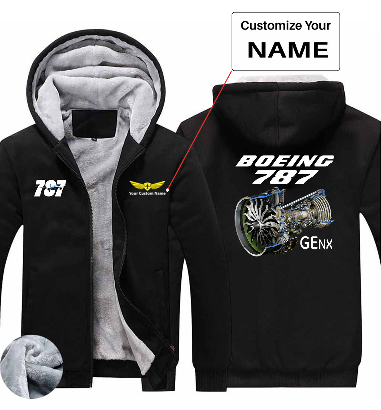 Boeing 787 & GENX Engine Designed Zipped Sweatshirts